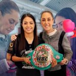 Sheinbaum se sube al ring y entrena con La Bonita Fernández en Ciudad Juárez